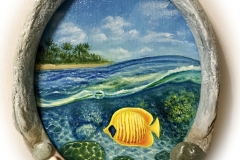 "Золотая рыбка", холст, масло, элипс 13Х18 см., 2019.